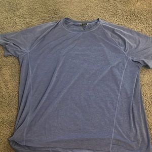 blue athletic shirt